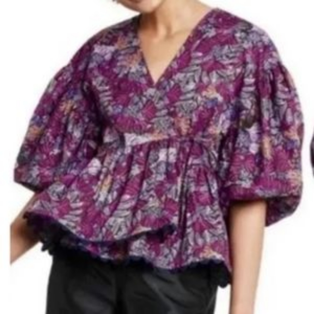 NWOT Kika Vargas Target Women's Scalloped Wrap Puff Sleeve